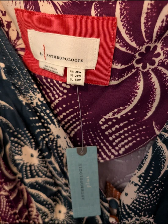 Nwt Anthropologie Womens Dress 24 Plus Floral Colorful Flutter Maxi Patchwork BO - Picture 3 of 4